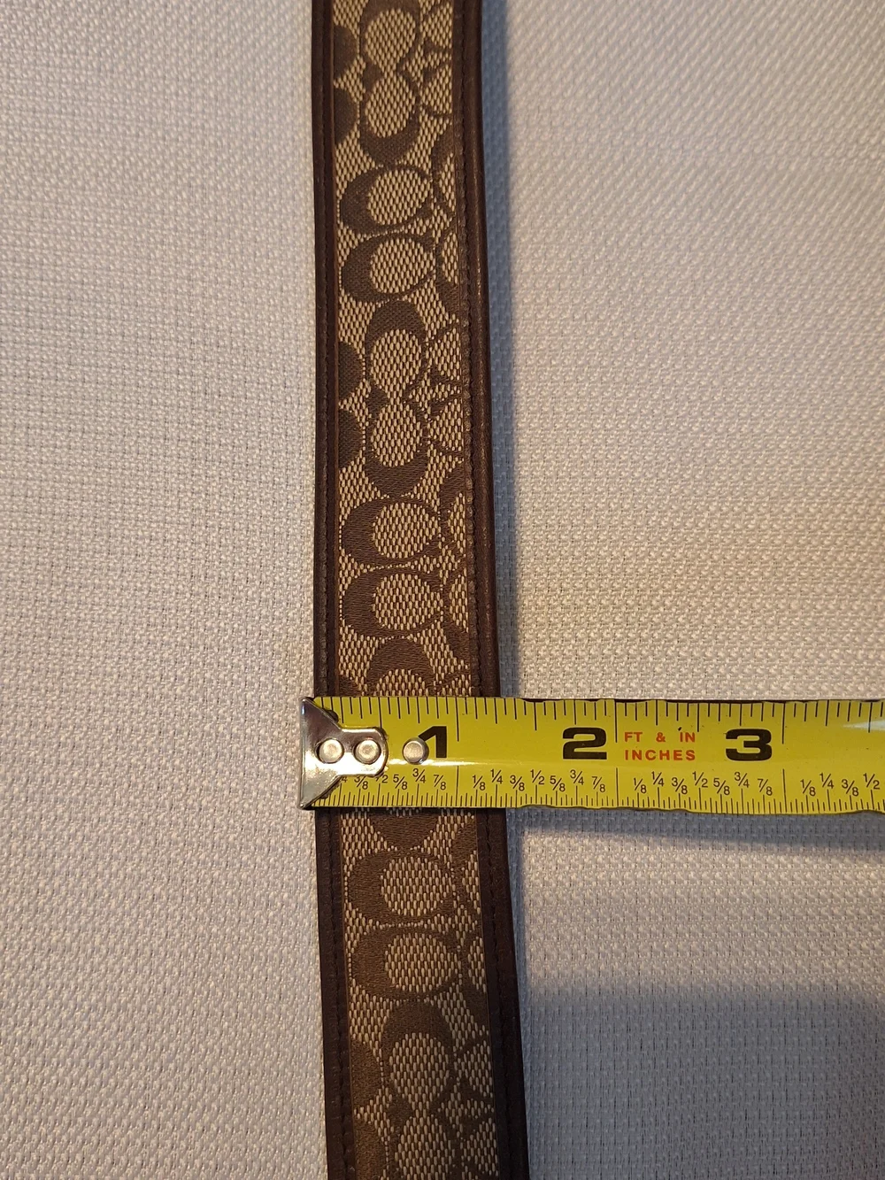 Coach Signature Logo canvas leather Belt Brown/Beige Men's Size 40 Made In Italy